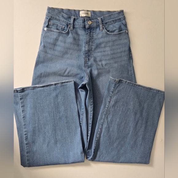 FRAME Le Slim Palazzo High Waist Wide Leg Jean in Integrity Wash Women's Size 29 - Picture 8 of 11
